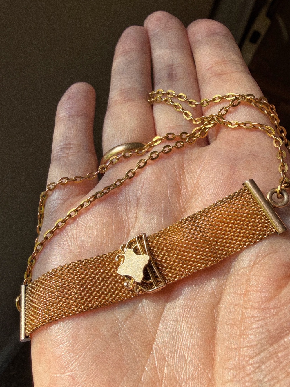 Antique Upcycled Choker Necklace Watch Chain Repurposed Panel Layering Collar - Picture 7 of 10